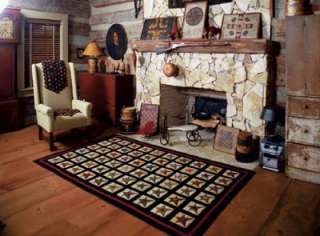 Wool Penny Area Rug Star Patch Rustic Lodge 5x8 New  