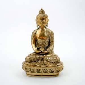 BRONZE BUDDHA STATUE Medicine Alms Begging Bowl Praying Meditation 
