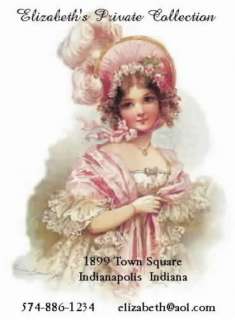 BUSINESS CARDS*VICTORIAN GIRL IN PINK PLUMED BONNET  