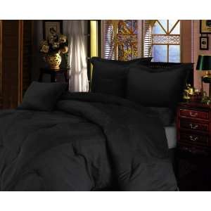  7 Pieces Solid Black Microsuede Comforter Set Bed in a bag 