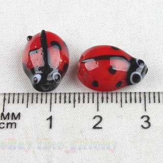 10 strings New Red Ladybug Lampwork Glass Beads 110877  