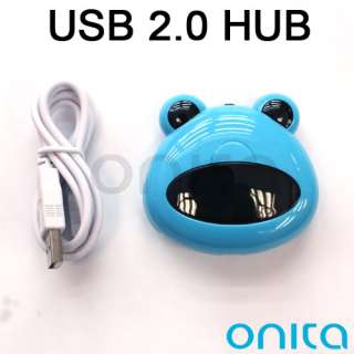 Blue Black Frog Design Hi Speed USB2.0 4 Ports HUB Splitter Cable 