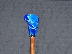 BLUE MARBLE WALKING STICK CANE HAND CRAFTED OAK 38  