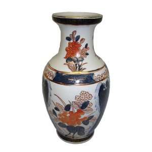  Asian Imari design  hand painted oriental vase, 12H 