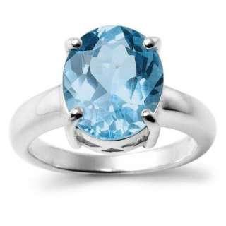  Sterling Silver Oval Blue Topaz Ring, Size 7