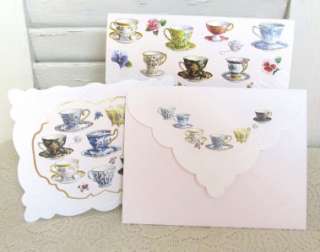 Carol Wilson China Tea Cup Boxed Set 10 Ct Embossed Note Card SNP2049 