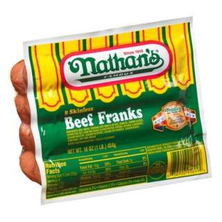 Nathans Skinless Beef Franks 16oz.Opens in a new window