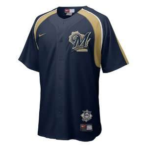  Nike Milwaukee Brewers Navy Blue Home Plate Jersey: Sports 