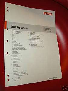 MS 460 Stihl Chainsaw Parts Manual *Brand New* MS460  