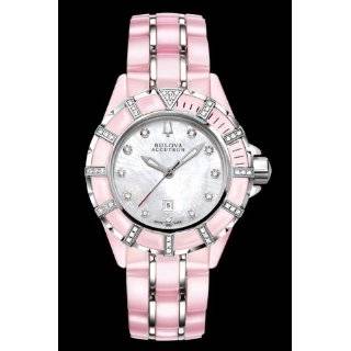  Accutron by Bulova Mirador Ladies Pink Ceramic Diamond Watch 