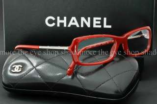 Authentic CHANEL Eyeglasses Frame 3218 c.1207 Red Crystal Tweed Silver 
