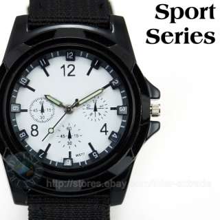 Men Lady Black Fabric Band Strap Sport Wrist Watch Gift  
