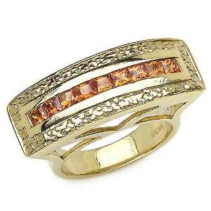  1.10 Carat Genuine Orange Sapphire 14K Gold Plated Ring 
