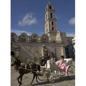 Elegant Woman Riding in Horse and Carriage, Plaza San Francisco De 