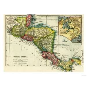  Central America   Panoramic Map Premium Poster Print 