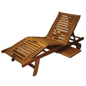  Eucalyptus Chaise Lounge Chair With Side Table Patio 