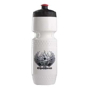   Water Bottle Wht BlkRed US Custom Choppers Iron Cross Hat and Engine