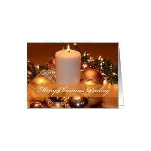 Merry Christmas Darling, lights, ornaments, candle Card 