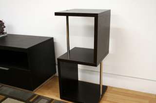 Wenge Dark Brown Modern Cube Display Shelf Short Steel  