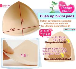 These cotton covered triangle shape bra cup inserts / enhancers fit 