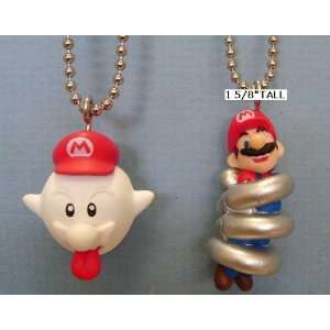   Mario Galaxy Boo Mario Coil Spring Mario Keychain Set Toys & Games