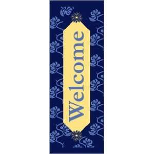  30 x 84 in. Seasonal Banner Ivy Welcome Blue Fabric 