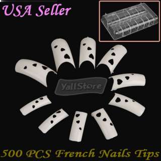 500Pcs 3 Hearts Design Acrylic French Half False Nail Art Tips 