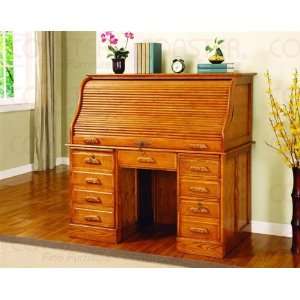 Deluxe Home Office Computer Desk with Roll Top in Oak Finish   Coaster 