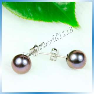 Genuine Freshwater Pearl AAA Perfect Round 8 9mm Earrings 925 Silver 