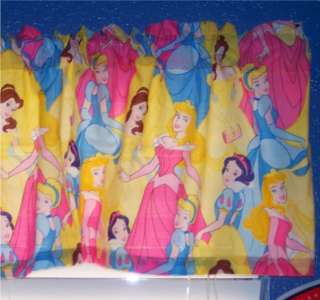 NEW Disney Yellow Pink Princess Belle Cinderella 42X14 Curtain Valance 