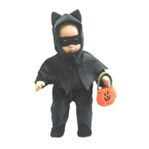  Bat Costume with Hat, Mask, Cape and Bag. Fits 15 Dolls 