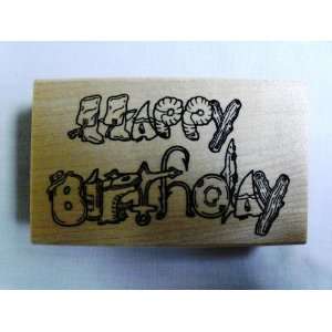 Darcies Country Folk Wood Mounted Rubber Stamp Happy Birthday Western 