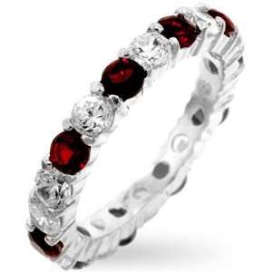   White Gold Plated Created Ruby & Diamond Cz Eternity Ring (5) Jewelry