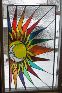 Stained Glass Window Panel Sun Moon EBSQ Original  