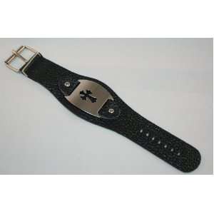  Black Leather Adjustable Cross Bracelet   Walk with Jesus 