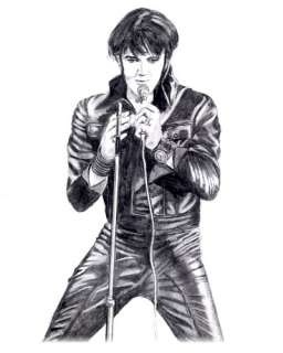 ELVIS PRESLEY LITHOGRAPH POSTER PENCIL DRAWING PRINTS  