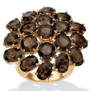   over Sterling Silver Round and Oval Cut Smoky Quartz Ring: Jewelry