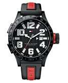    Tommy Hilfiger Watch, Black and Red Silicone Strap 1790693 