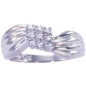  14K White Gold Diamond Cluster Promise Ring Diamond, size8 