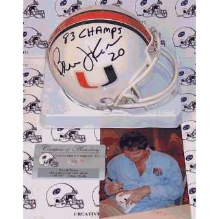 Bernie Kosar   Riddell   Autographed Mini Helmet   Miami Hurricanes