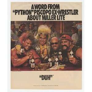  1987 Joe Piscopo Wrestlers Miller Lite Beer Print Ad (4641 