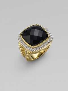 David Yurman   Black Onyx, Diamond & 18K Yellow Gold Ring