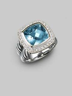 David Yurman   Blue Topaz, Diamond & Sterling Silver Ring