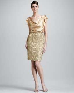 T4FXJ Kay Unger New York Cowl Neck Lace Skirt Dress