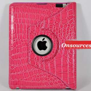 Pink iPad 2 Smart Cover Reptile Faux Crocodile Leather Case and 
