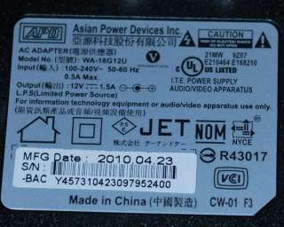 NEW WD Asian Power Devices WA 18G12U AC Adapter ★★★   