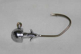 10 pk 1/4 oz Worm Nose Jig Heads Bronze Sickle Hooks Bass Walleye 