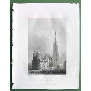 AUSTRIA Vienna St. Stephens Cathedral Church   VINATGE Antique Print 