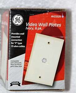 GE Coax Cat5 Video Wall Plates Ivory For F Type 75 OHM Cable Wire 