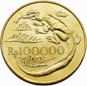   Indonesia Conservation Series   Komodo Dragon Lizard Gold Coin  